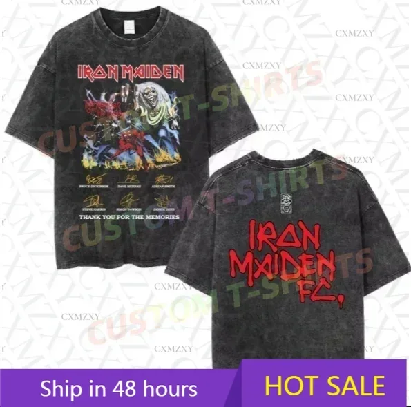 

I-Irons The Future Past 2025 World Tour Maidens Summer Washed T Shirt Retro T-shirt Short Sleeve Vintage Black Wash Y2k Clothes