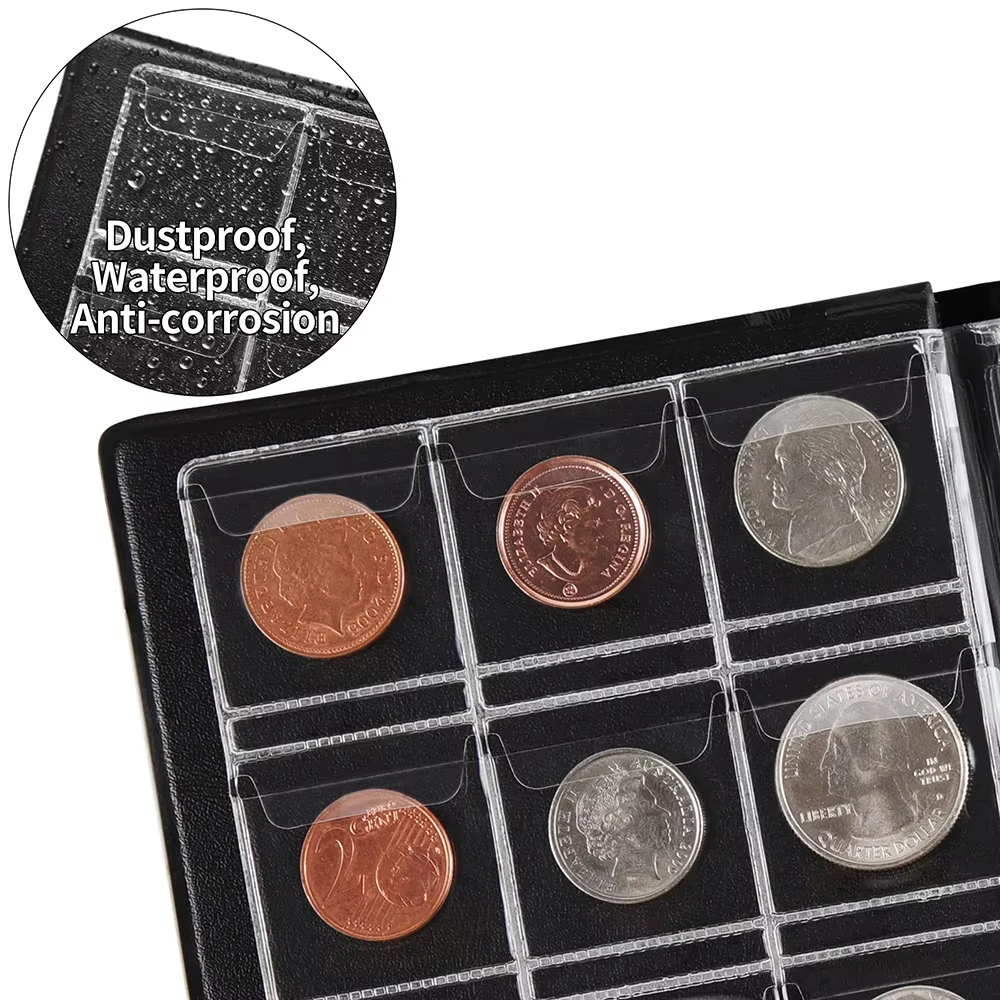 120 جيبًا من مجموعة العملات المعدنية، حامل جمع العملات المعدنية، منظم العملات التذكارية لجامعي ديكور المنزل