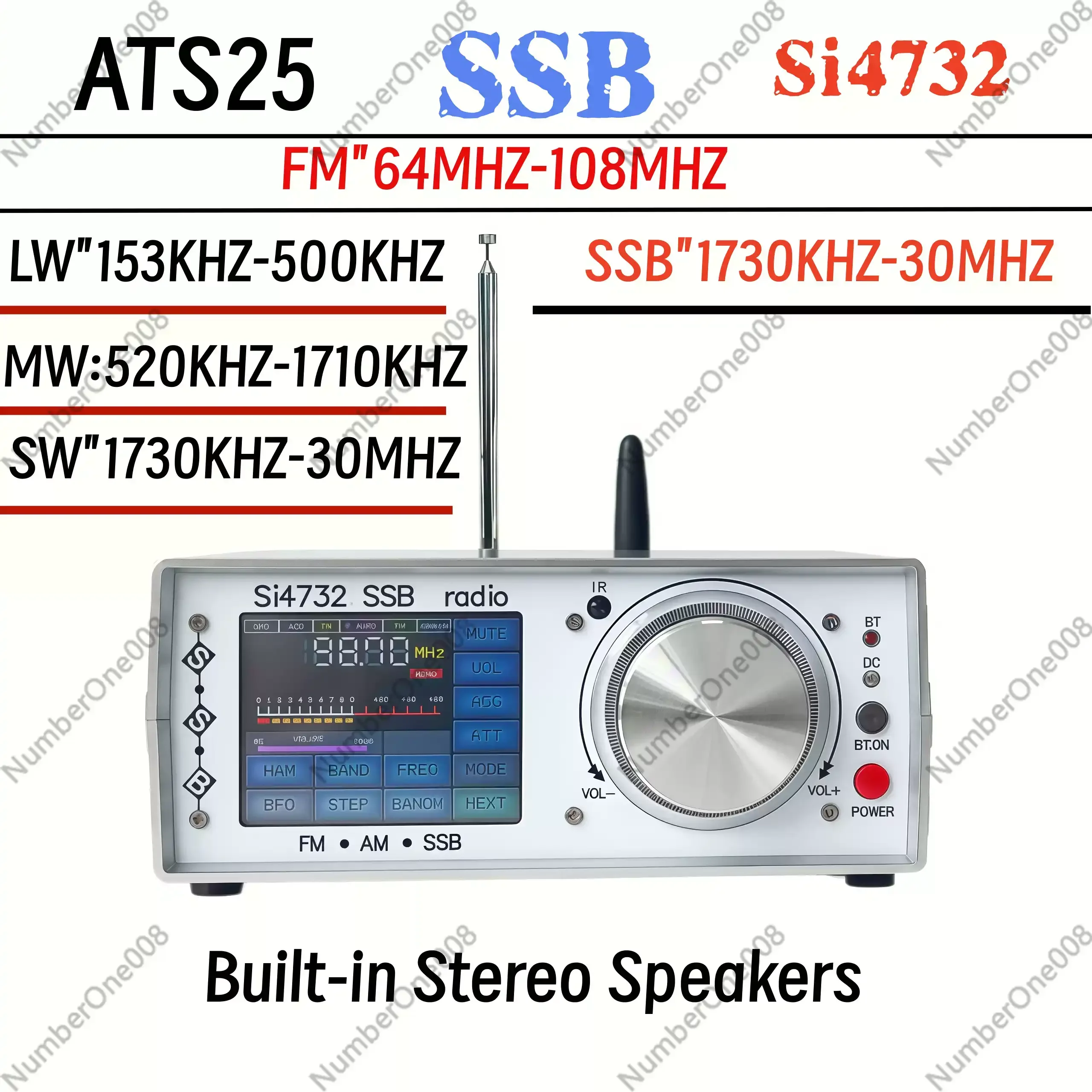 ATS25 Desktop Stereo Full Band Radio SSB Single Sideband SI4732 Radio With FM, AM, LSB, USB Multi-mode Connection