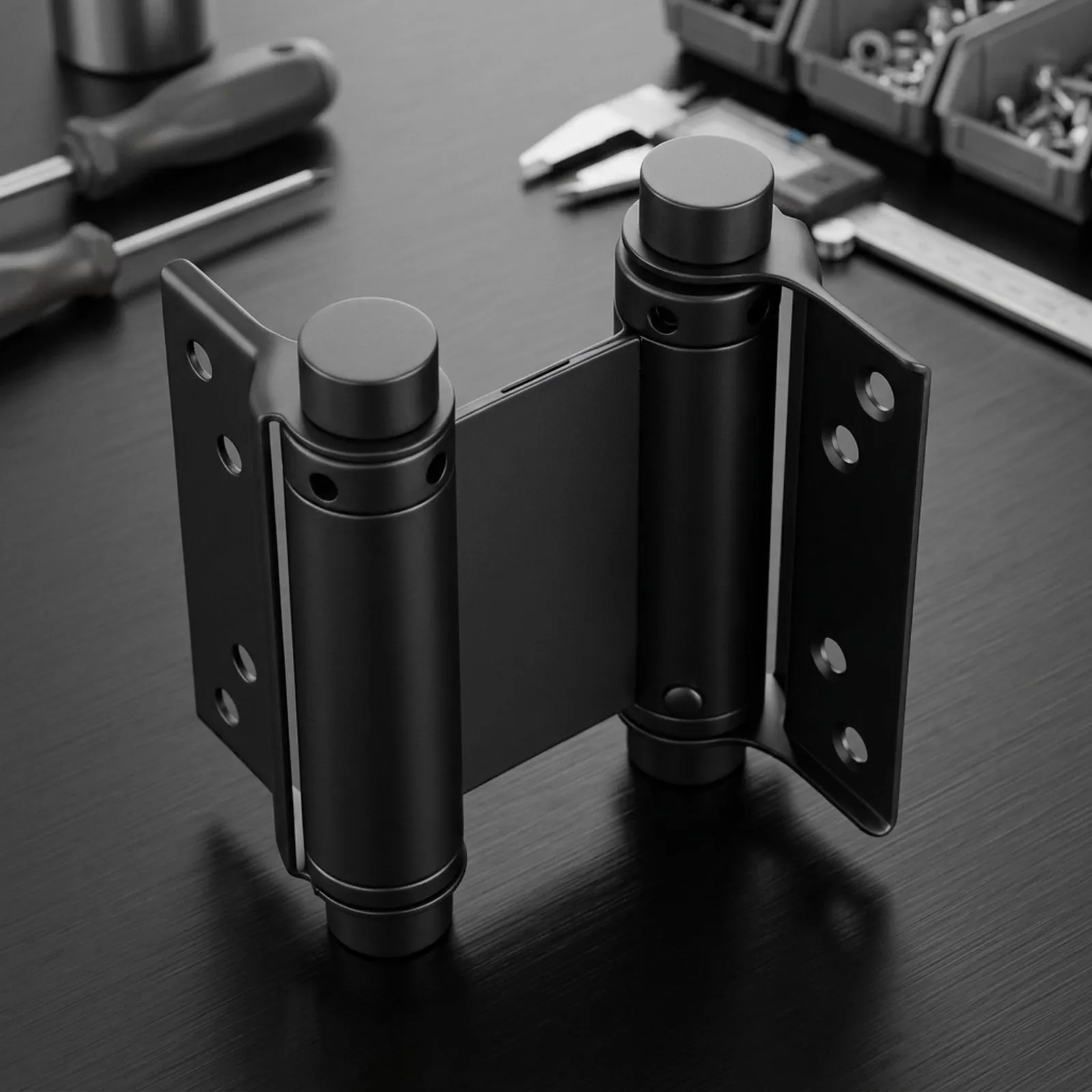 Stainless Steel for Double Action Door Hinges 120x93mm 130x118mm Matte Black Adjustable Spring for Kitchen Office Doors