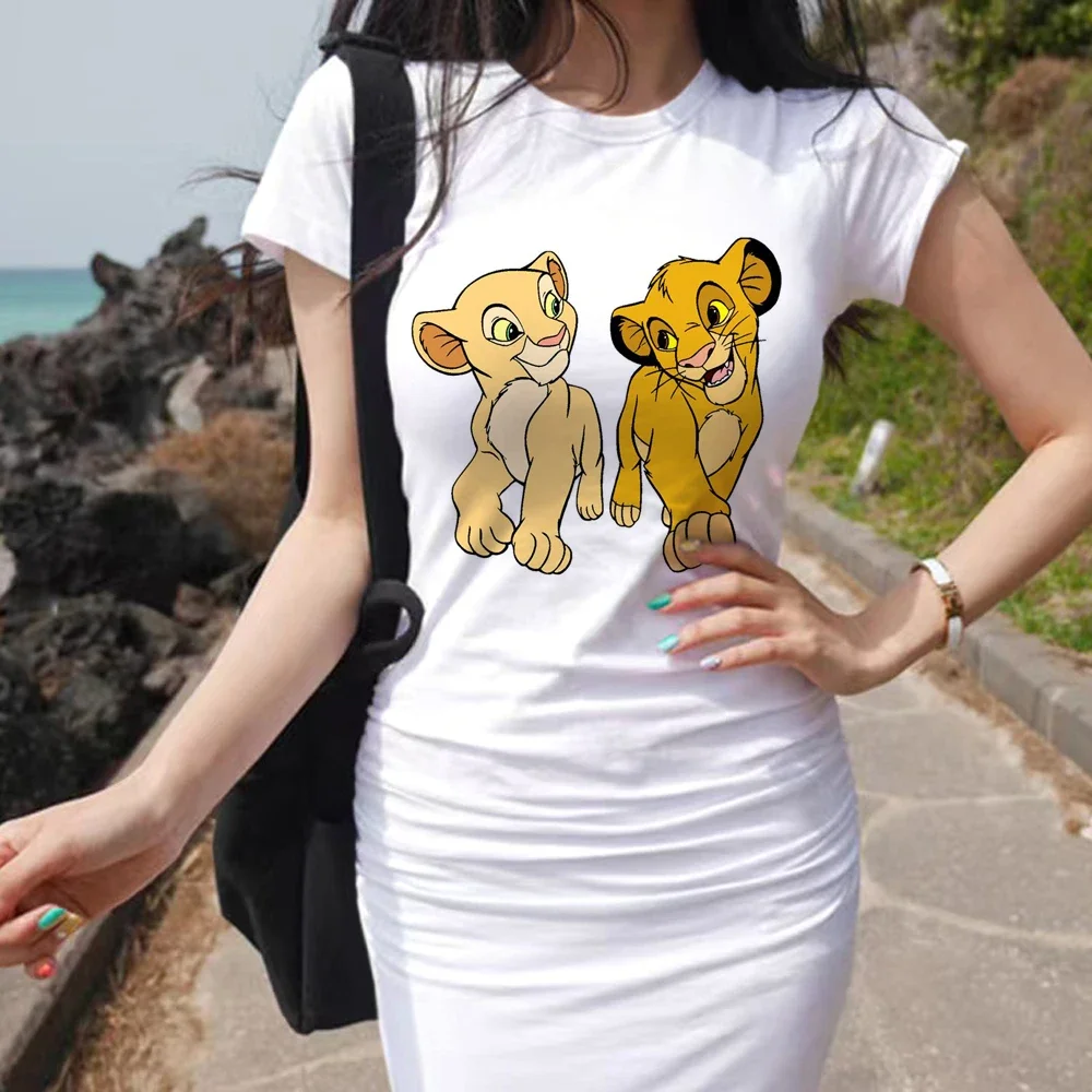 Elegant Dresses for Women 2024 Top Sexy Slim Fit The Lion KingTight Women's Dress Casual Disney Cartoon Fashion Print  Lion King