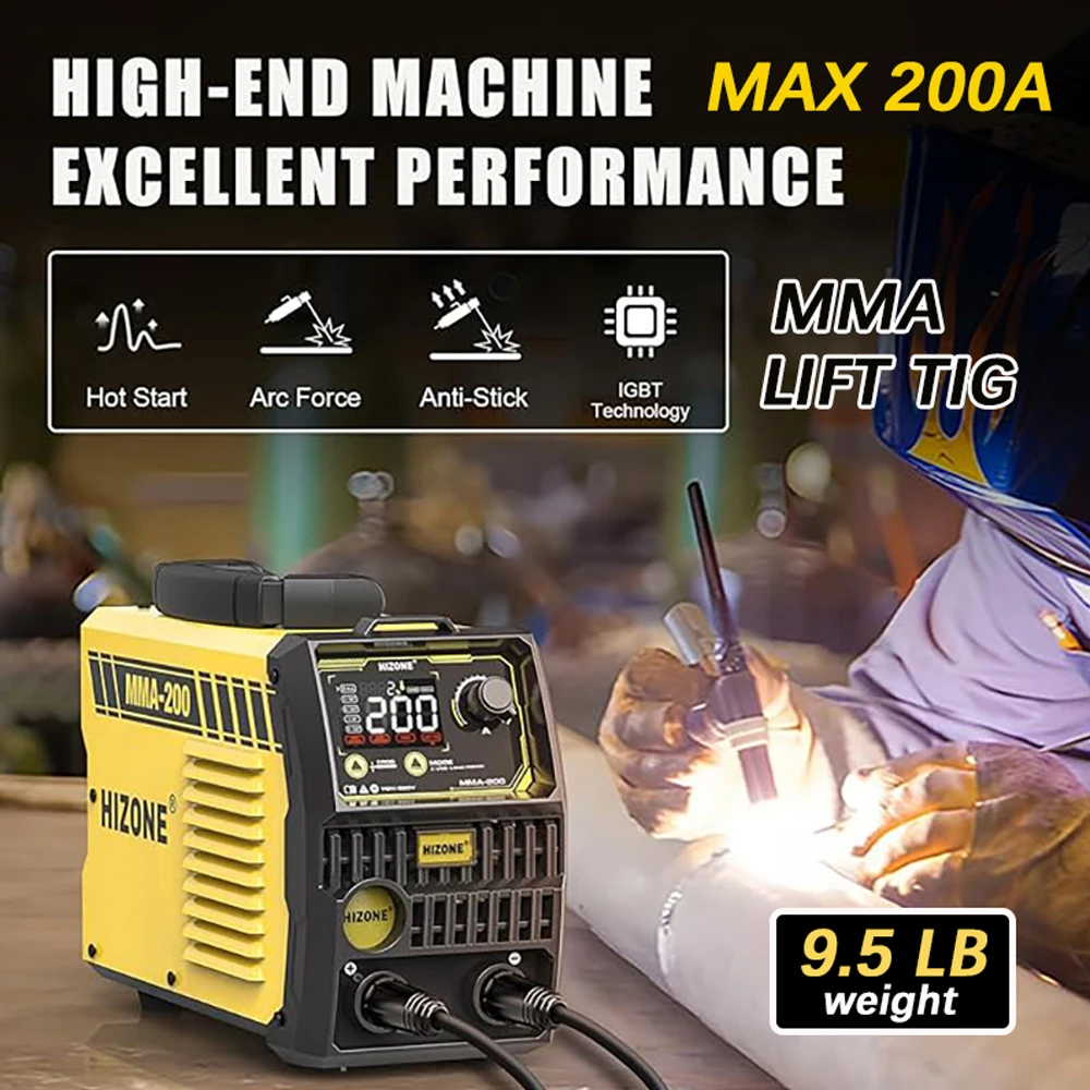 

200A 2 in 1 ARC Welder Stick/Lift TIG Welding Machine 110V/220V IGBT Portable Welder LED Display Hot Start Overheat Protection