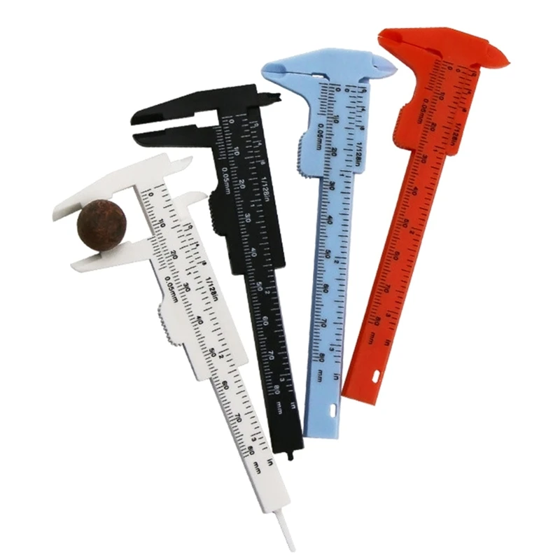 4 Pieces 80 mm Mini Plastic Caliper Vernier Caliper Double Scale Sliding Gauge Measuring Tool Student Office Use TOP quality