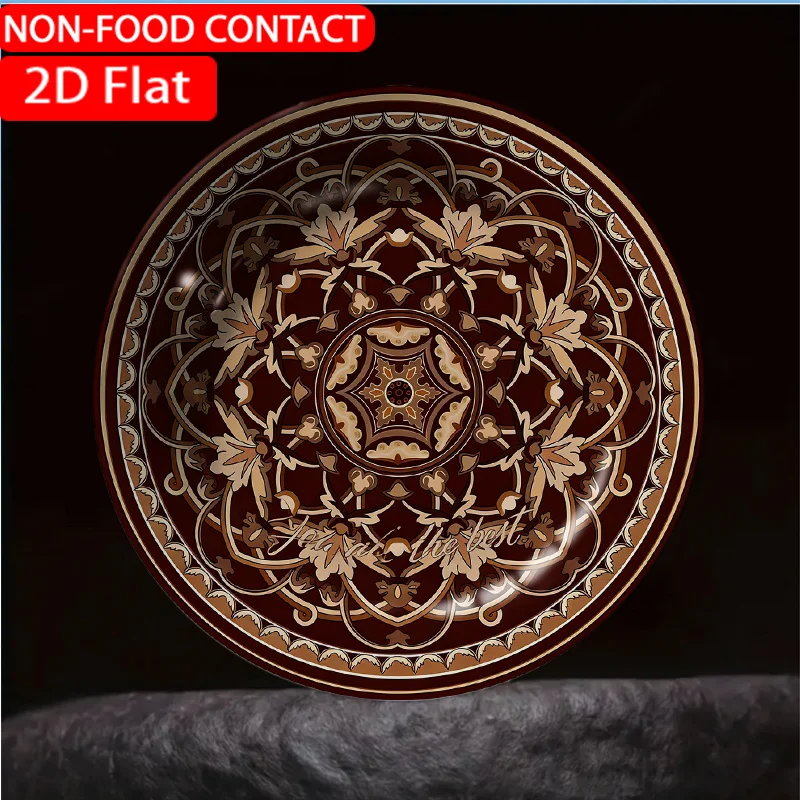1pc Ornate Floral Mandala Brown Ceramic Plate - Retro Suitable for Home Desk Decor, Non-Food Contact Table Centerpiece, Elegant