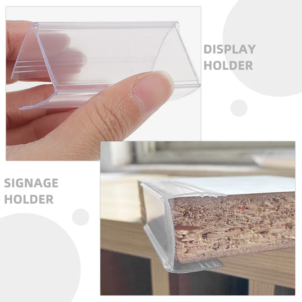 60Pcs Price Label Holder Clip Price Holder Transparent Sign Display Store Shelf Tags Merchandise Signs