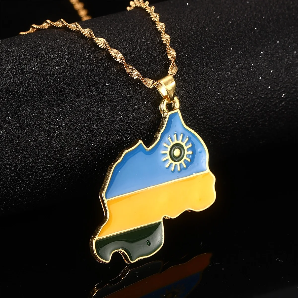 Rwanda Map Flag Pendant Necklace Rwandans African Jewelry