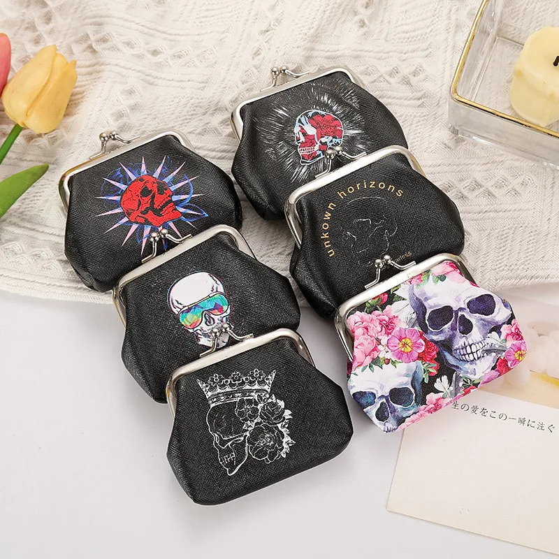 12 PCS Fashion PU Leather Coin Purse Punk Rock Style Women Small Change Money Bags Holder Wallet Mini Pouch Souvenir