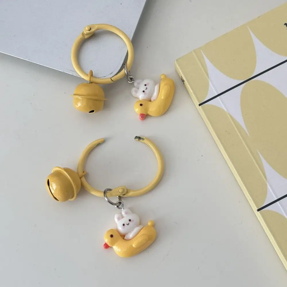 Car Key Accessories Cartoon Duck Rabbit Cute Keychain Bag Accessories with a Bell Cartoon Hangings Gift Ornament Bag Keyring