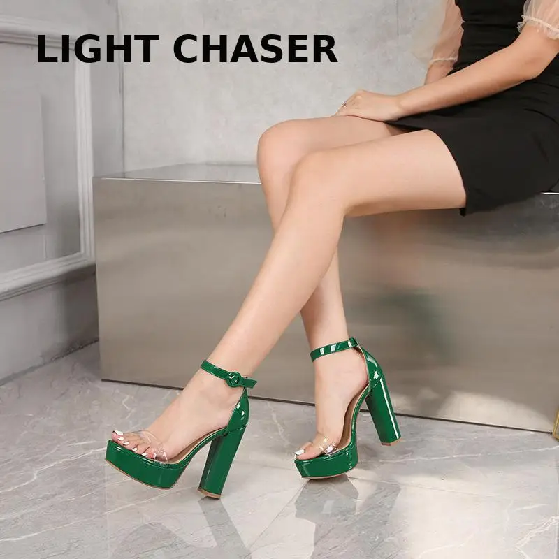 Platform High Heels Ladies Pumps Sexy Sandals Women Ankle Strap Female Block-heel Sandals 2022 Summer New Party Wedding Shoes