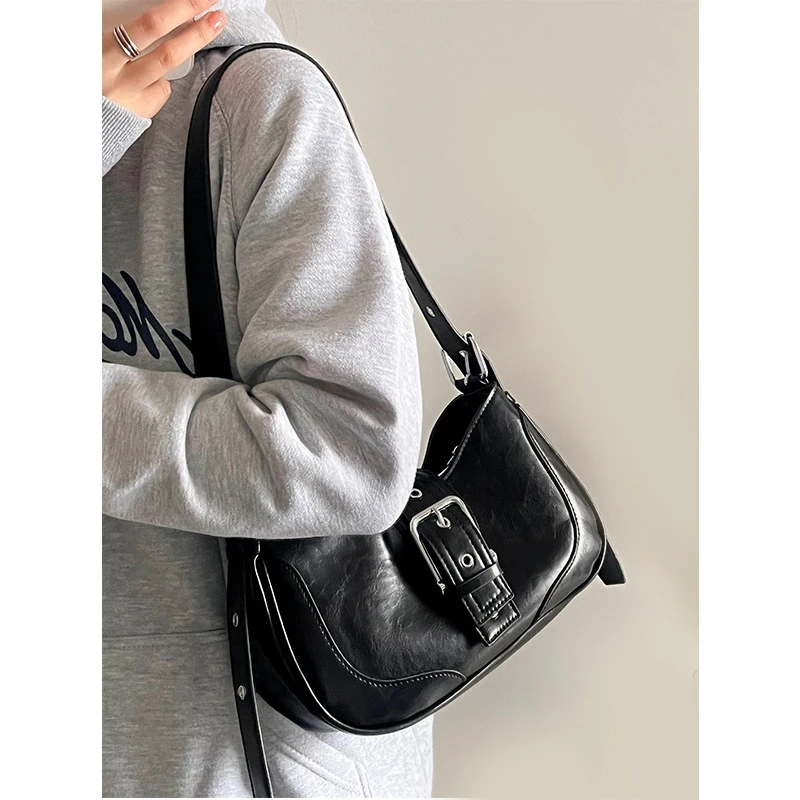 Silver PU Leather Shoulder Bags For Women Designer Handbags Female Vintage Underarm Purse Ladies Elegant Crossbody Sling Bag