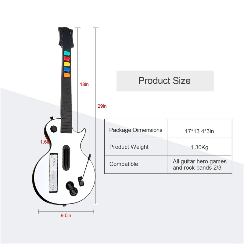 Doyo Wireless Guitar Controller for Wii Guitar Hero and Rock Band Games (Excluding Rock Band 1) Remote Joystick Console