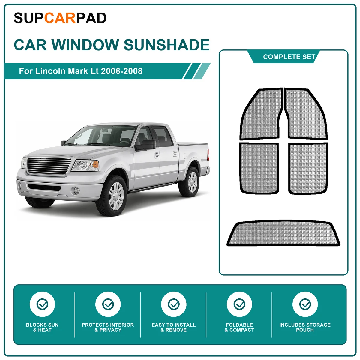 For Lincoln Mark Lt 2006-2008 Full Set Car Window Sunshades UV Block Privacy Heat Insulated Foldable Car Curtain