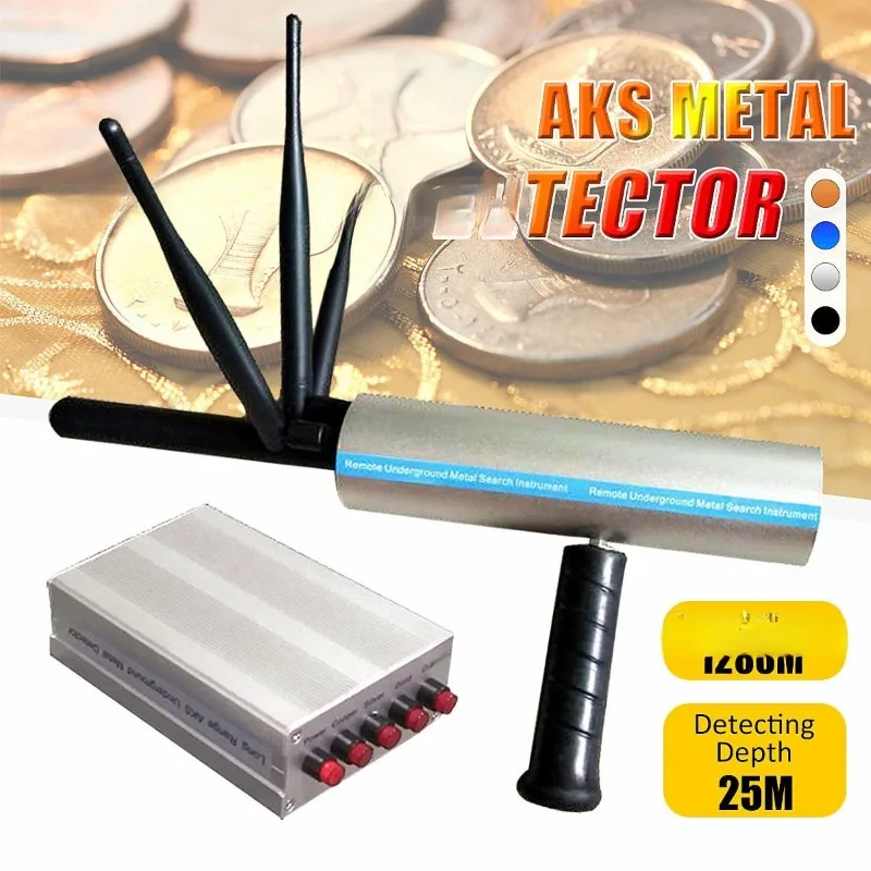 AKS Underground Metal Detector Golden Upgraded Version 3‑Antenna Long Range Locator Metal Search Finder Instrument