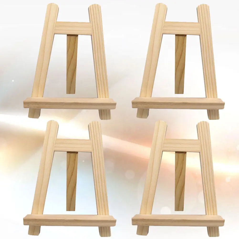 4Pcs Versatile Solid Wood Painting Easel Compact Table Top Stand for Beginners Students Home Office Gallery Display Photo Frame