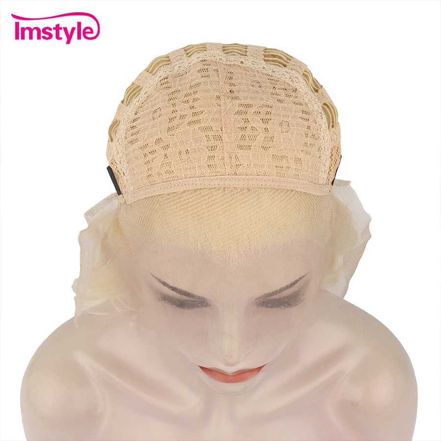 Imstyle 613 Blonde Wig Synthetic Lace Front Wig Short Natural Wavy Wigs For Women Cosplay Wig Heat Resistant Fiber