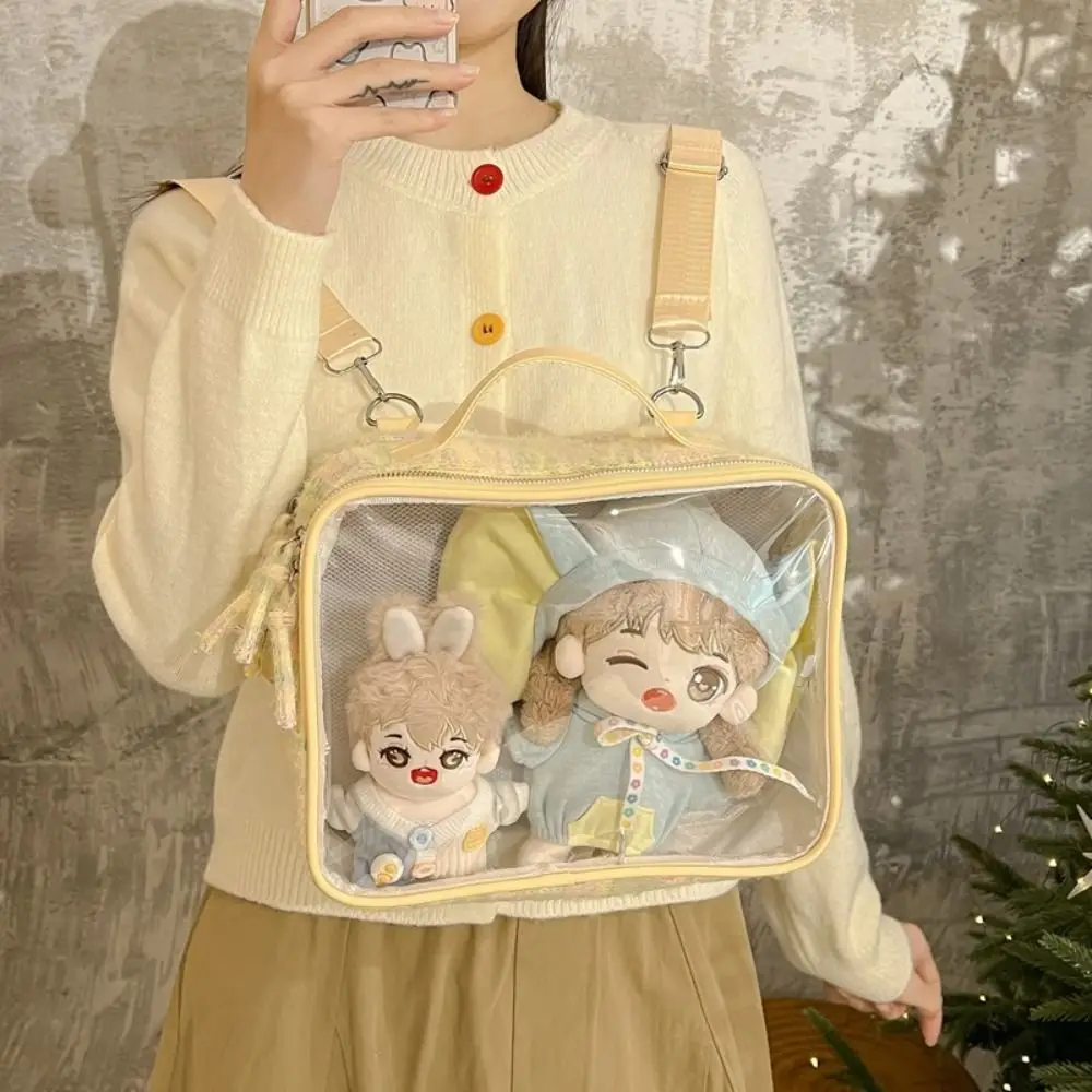 

Y2k Harajuku Ita Bag DIY Double-layer Transparent Itabag Idol Merchandise Storage Doll Badge Display Student Backpack Girls