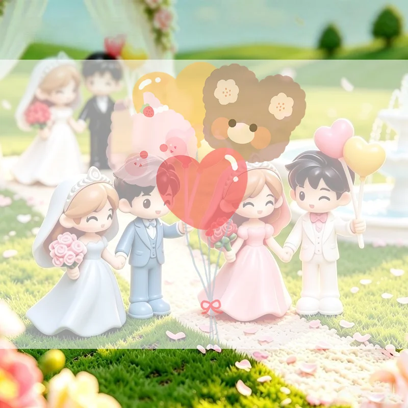 Mini Wedding Couple Figurine Romantic Bridegroom Doll Statue DIY Ornament For Micro Landscape Cake Topper Decoration