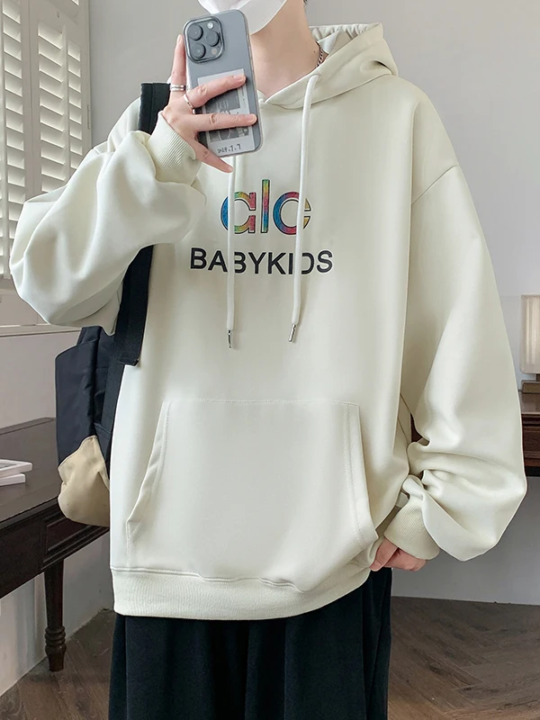 

Men's Hoodie Pure Cotton Long Sve Casual Wear Spring Autumn Faion Trend Youth Student Inner Wear Breathable Elastic