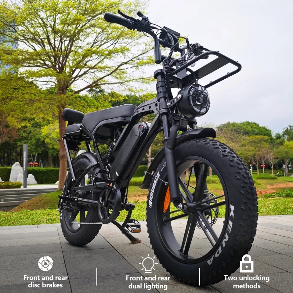 X80Pro Adult Electric Bike, Urban City E-Bike | 48V/15Ah Battery, 1000W Motor, 50-60KM Range | 20-inch Fat Tires, 7-Speed ​​Gear, Front and Rear Suspension, Hydraulic Disc Brakes | Suitable for Mountain, Snow, and Beach Rides | All-Terrain Off-Road E-Bike image 7