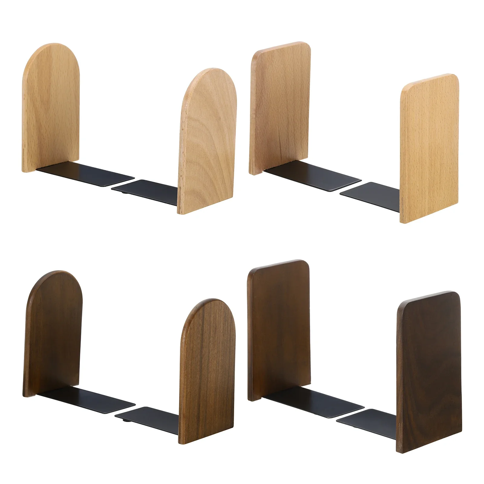 

2Pcs Wood Bookend with Metal Base Wooden Desktop Bookends Book Organizer Office Bookends Book Ends Stand Holder Shelf Bookrack