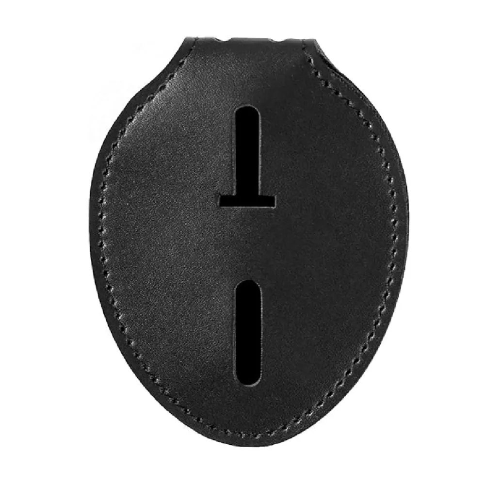 Oval Genuine Leather Badge Holder Cowhide ID Card Case Police Uniform Badge Cover Protector For Enforcement Staff Accessories