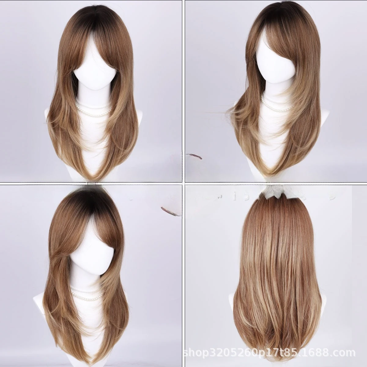 الحد من العمر شعر مستعار طويل مستقيم مزاجه ثمانية أحرف الانفجارات البني شعر مستعار كامل القبعات الساخن بيع