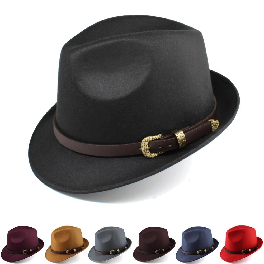 Men Women Woolen Classical Retro Fedora Hats Trilby Jazz Sunhat Street Style Caps Party Travel Outdoor Size US 7 1/8 UK M