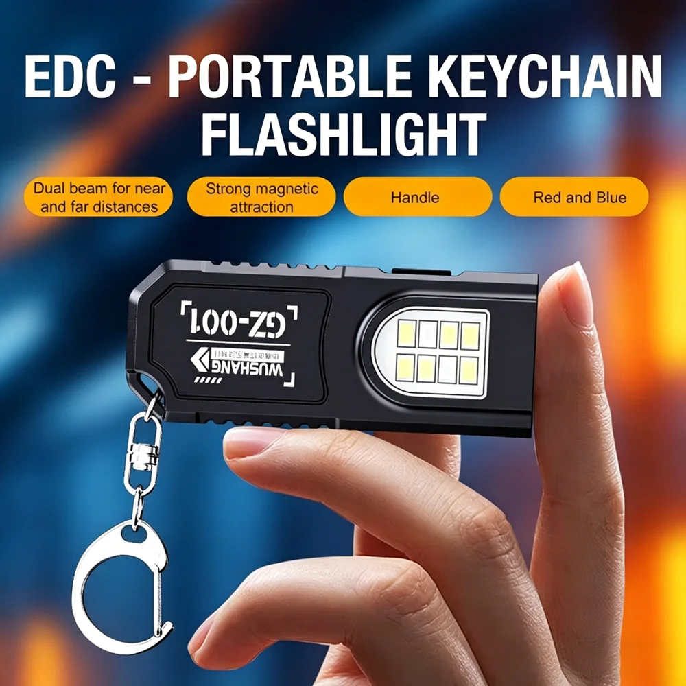 

Powerful Mini COB LED Keychain Flashlight USB Rechargeable Hanging Working Light Waterproof Keyring Camping Walking Pocket Lamp