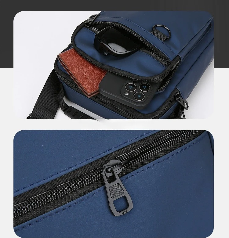 Herren-Umhängetasche, wasserdichte und strapazierfähige Geldbörse, modische Rucksacktasche mit mehreren Reißverschlüssen, Business-Reisetasche. – Detail 28