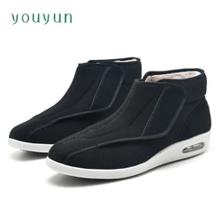 Winter high top walking casual elderly shoes Super wide men's women's diabetes shoes Adjustable elderly orthopedic walking shoes