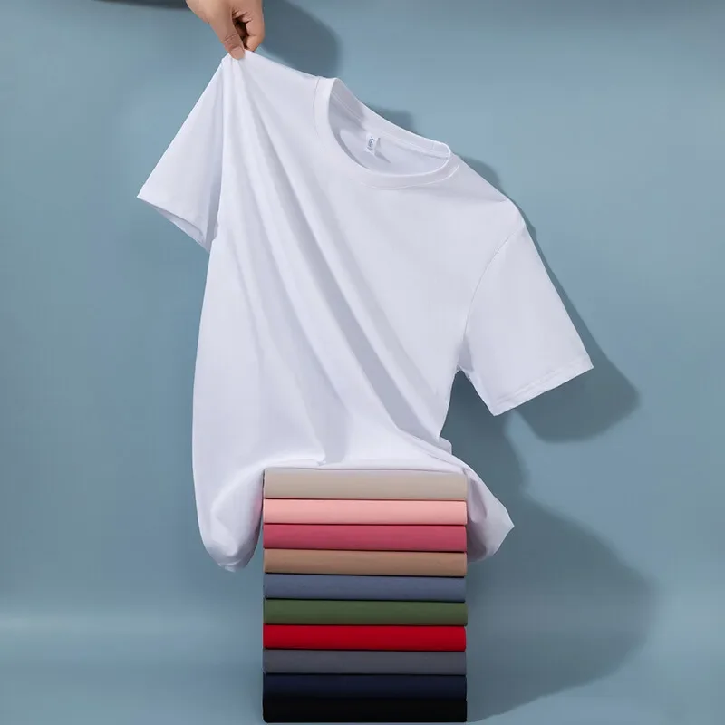 

Summer Men's Basic T Shirts Regular Fit Short Sleeve Cotton Solid Top Tees