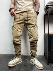 Retro Style Men's Summer Casual Pants Multi Pockets Solid Color Ankle-Length Cargo Pants Outdoor Spring Pants Jogger Pants