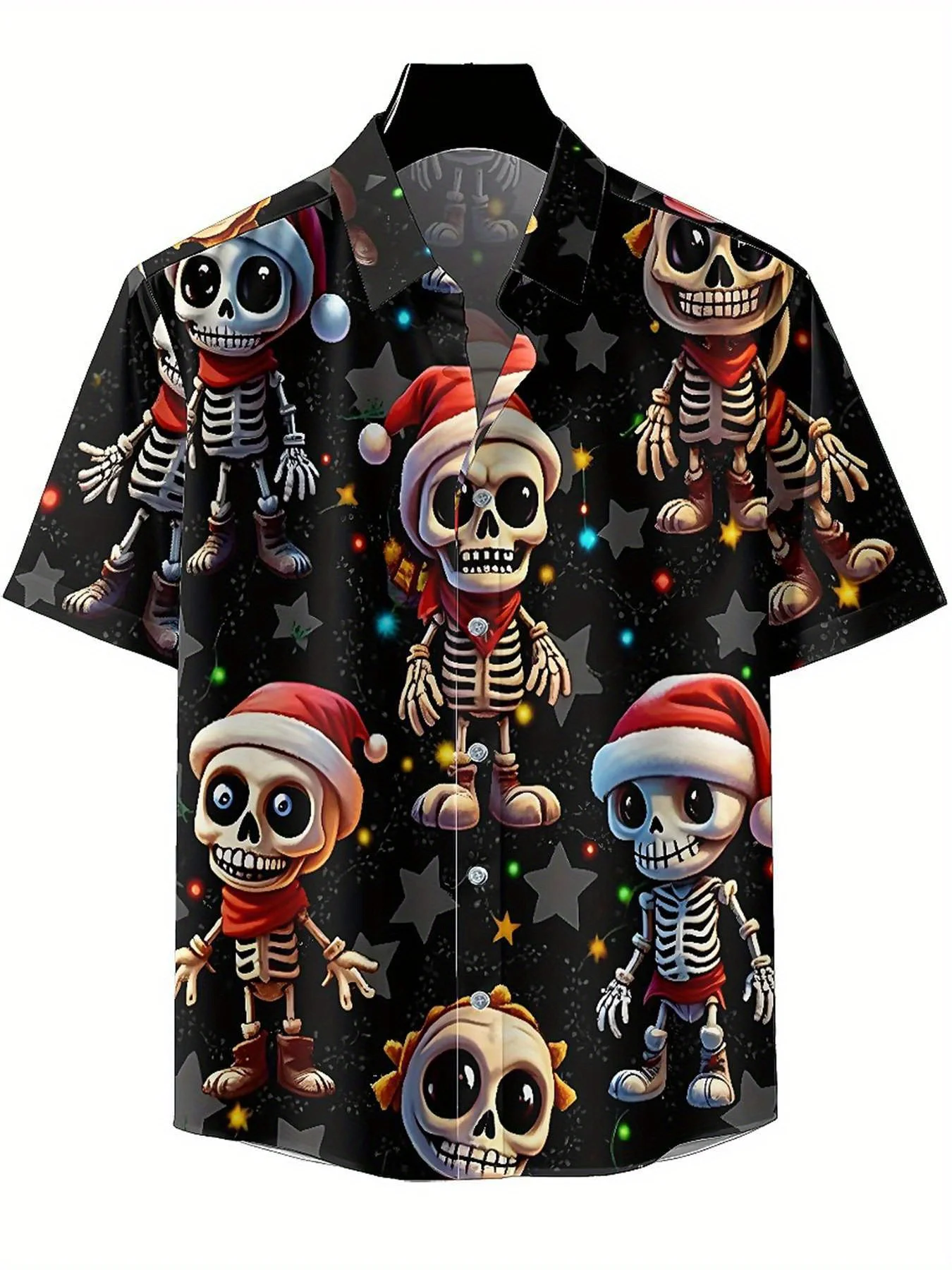 Men's Plus Size Hawaiian Shirts Halloween Skull Theme pattern, Summer Casual Tops, Suitable for Outdoor and Party, Streetwear