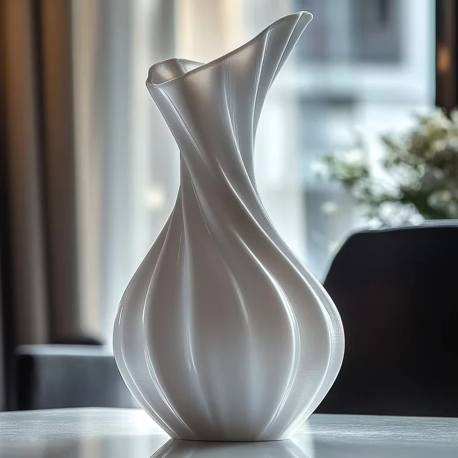 Creative Ceramic Vase Spiral Pleated Water-grown Flower Vase Ceramic Pot Floral Arrangement Accessories Home Decoration