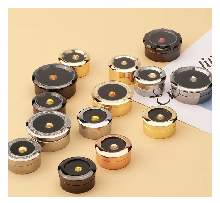 Jewelry Storage Box Gemstone Box Metal Plating Transparent Round Rotating Surface Bare Stone Color Diamond Display Box