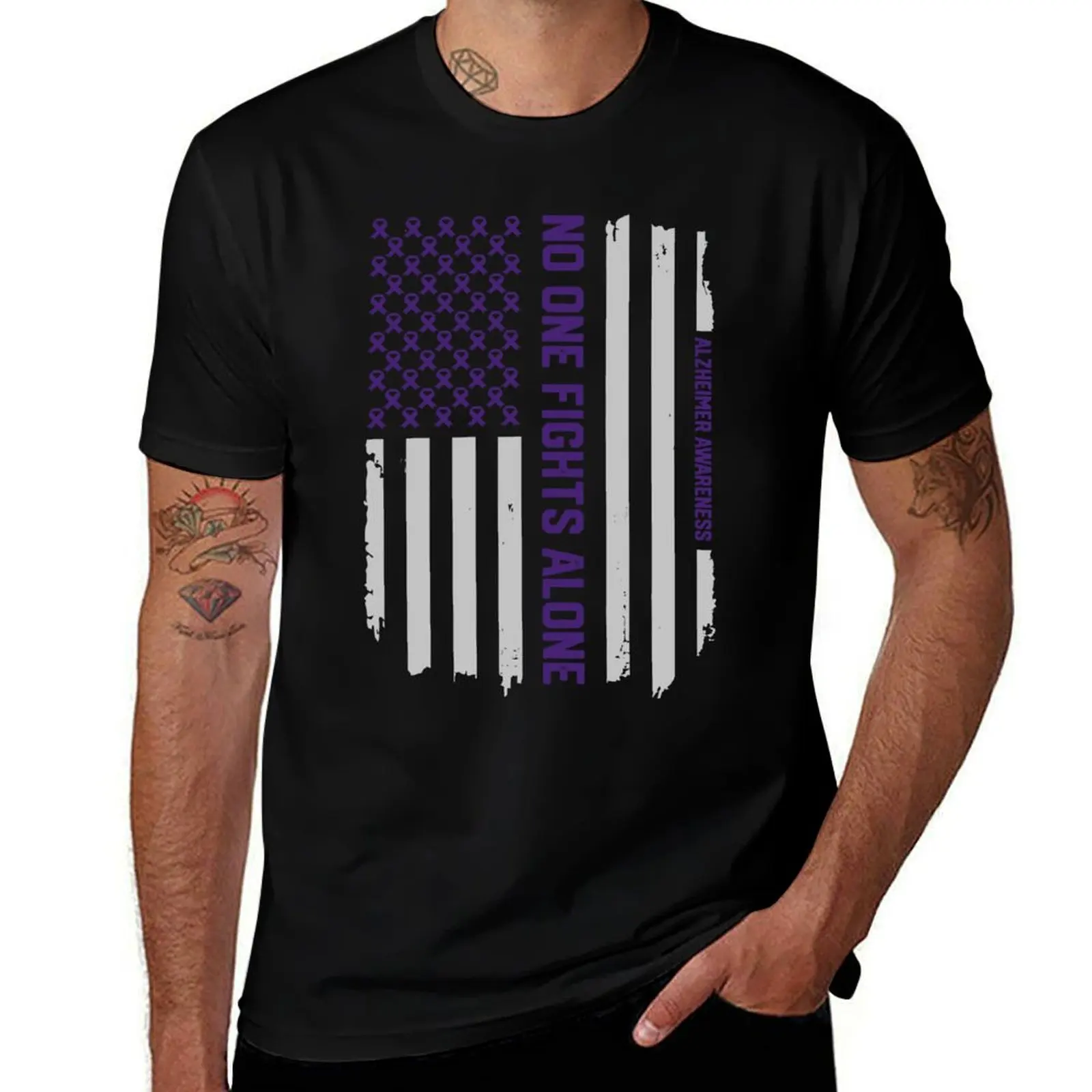 

Alzheimer's Awareness Shirts - Alzheimers Awareness American Flag T-Shirt t shirt man luxury t shirts for man slim fit T-Shirt