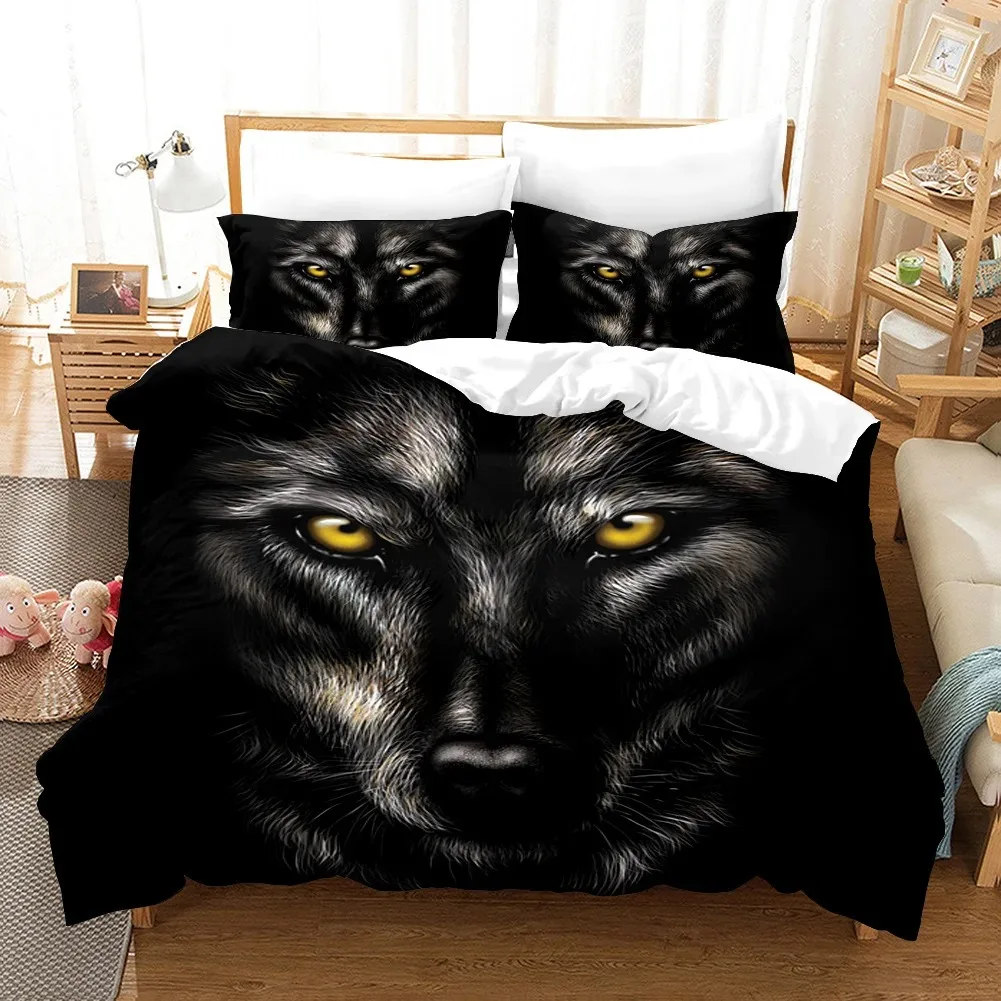 

3D Wolf Bedding Set Black White Duvet Cover For Adults Bedroom Luxury Comforter Set Queen King 220x240 Size Aniaml Bed Set