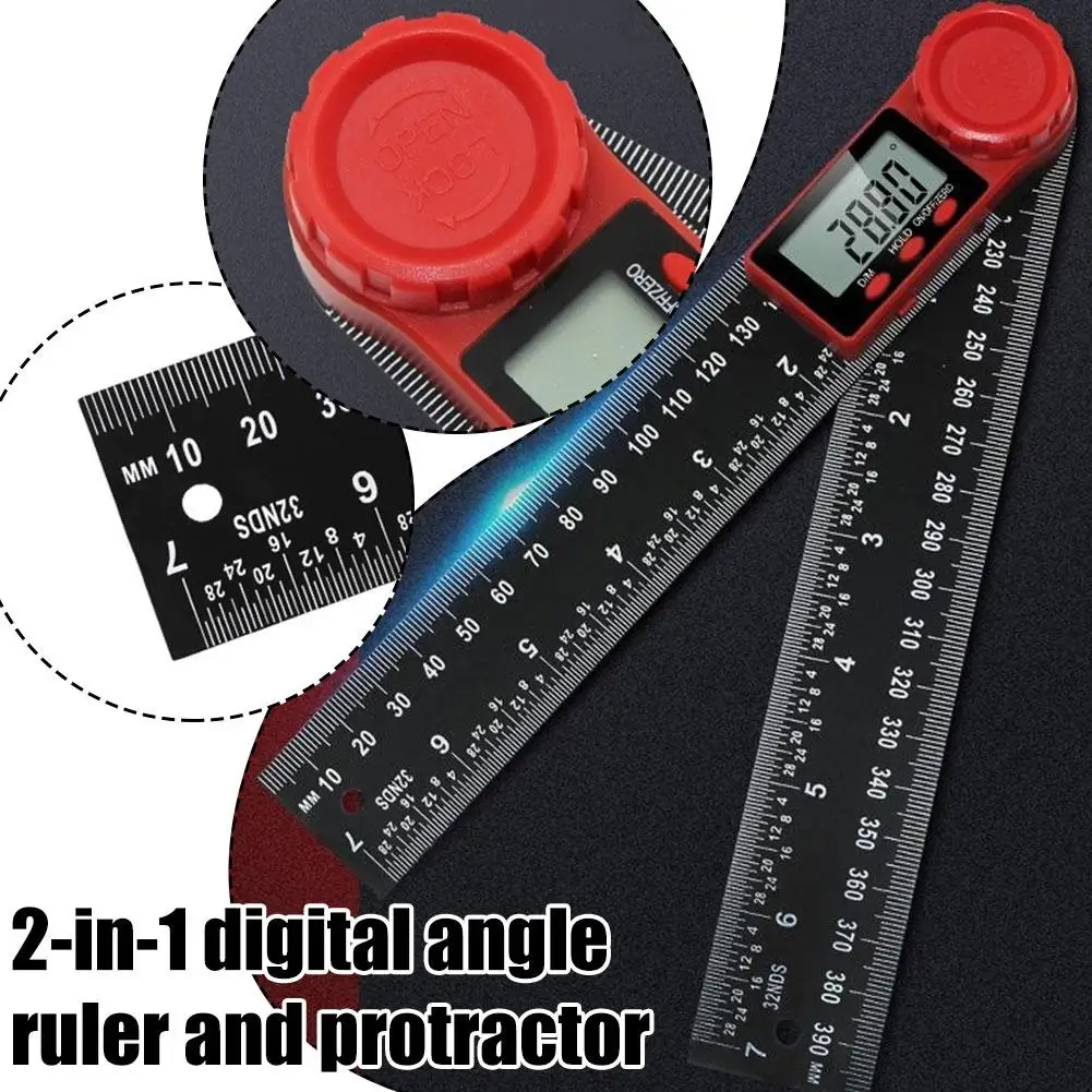 2 In 1 Digital Angle Meter Inclinometer Digital Angle Protractor Electronic Goniometer Tool Angle Finder Ruler Measuring K1u3