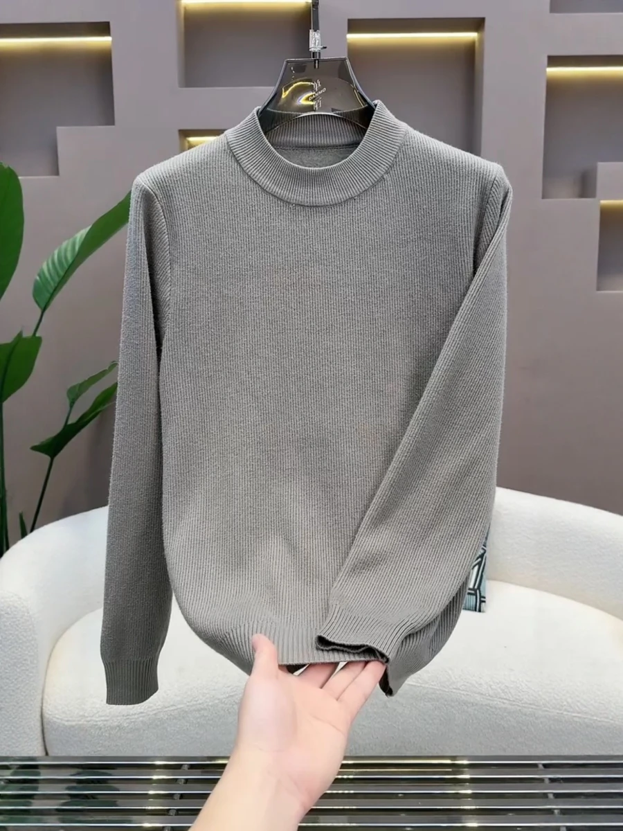 

Модный простой вязаный свитер для мужчин: повседневный, с круглым вырезом, теплый, фактурный, универсальный, осенне-зимний, новинка, размер M