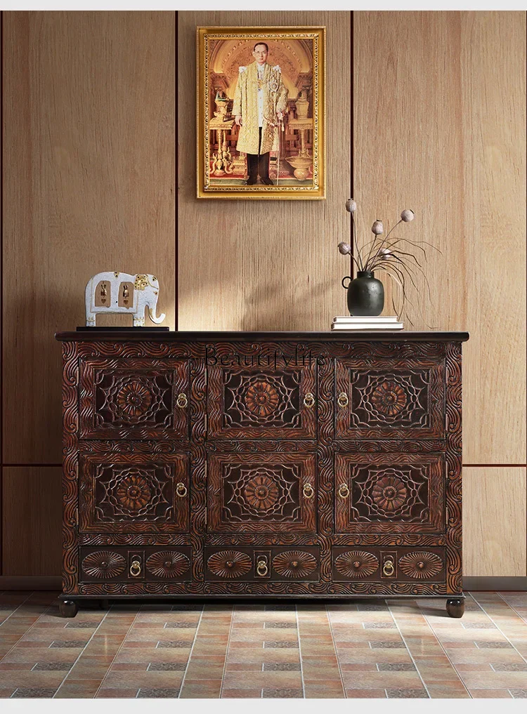 

yj32 South East Asia style solid wood entry porch cabinet living room bedroom locker