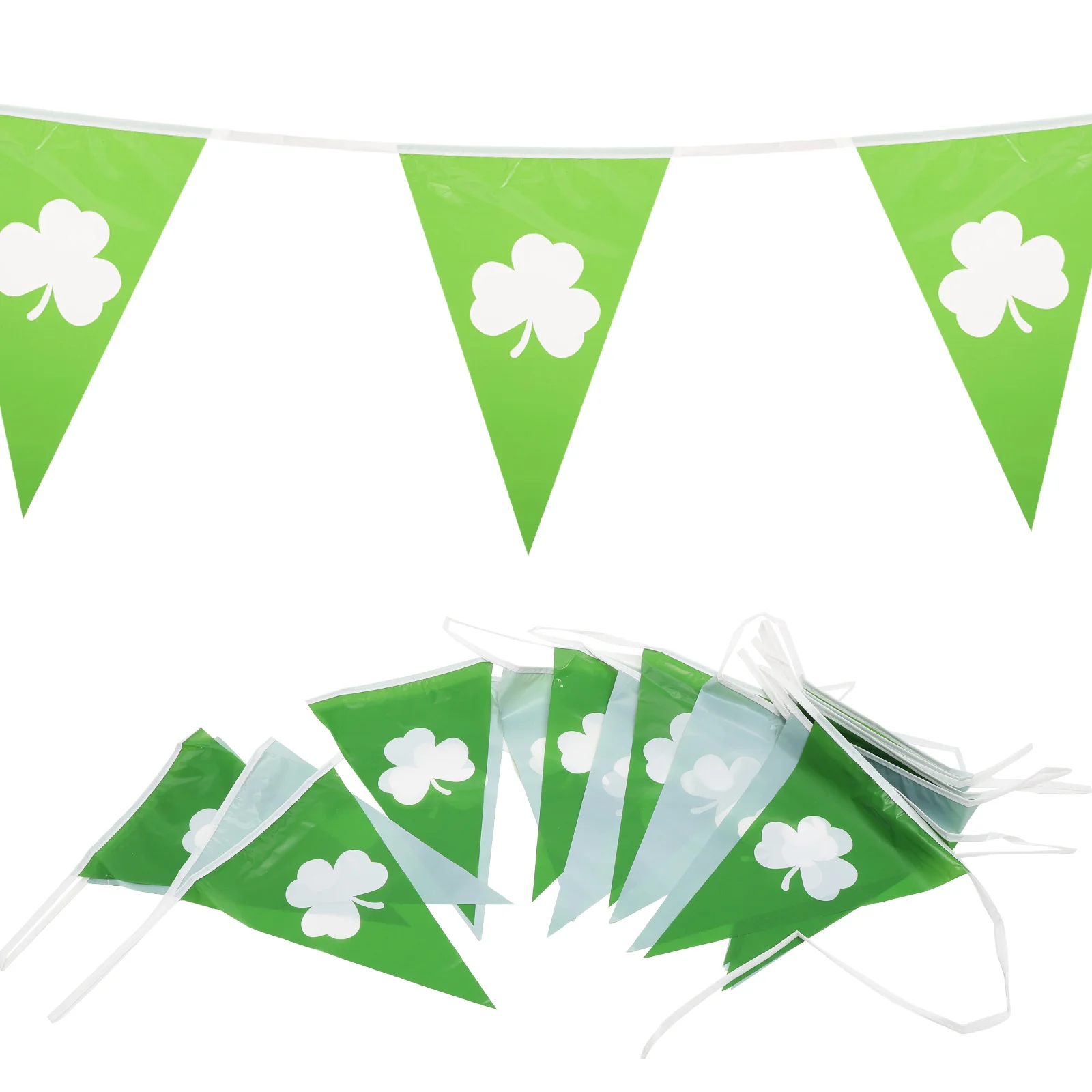 

2 Sets Lucky Shamrock Bunting St Patricks Day Banner Hanging Flags for Doors Walls Garden Trees Windows