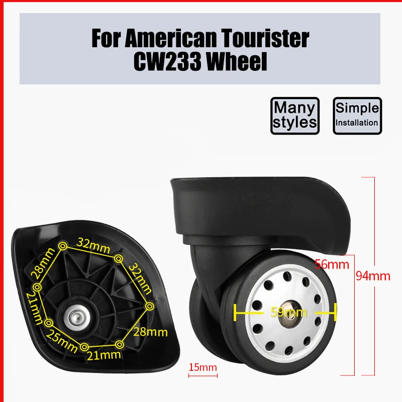 For American Tourister CW233 Trolley Case Wheel Wear-resistant Luggage Accessories Replacement Repair Roller Suitcase Pulley