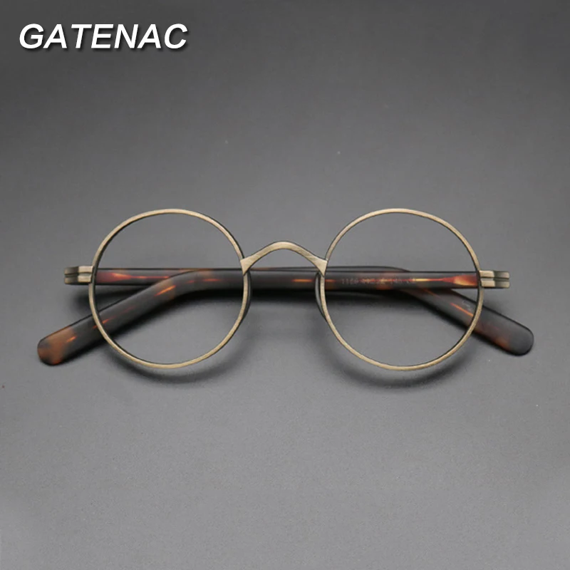 Vintage Acetate Glasses Frame Men Round Myopia Optical Prescription Titanium Eyeglasses Frame Women Korean Luxury Small Eyewear