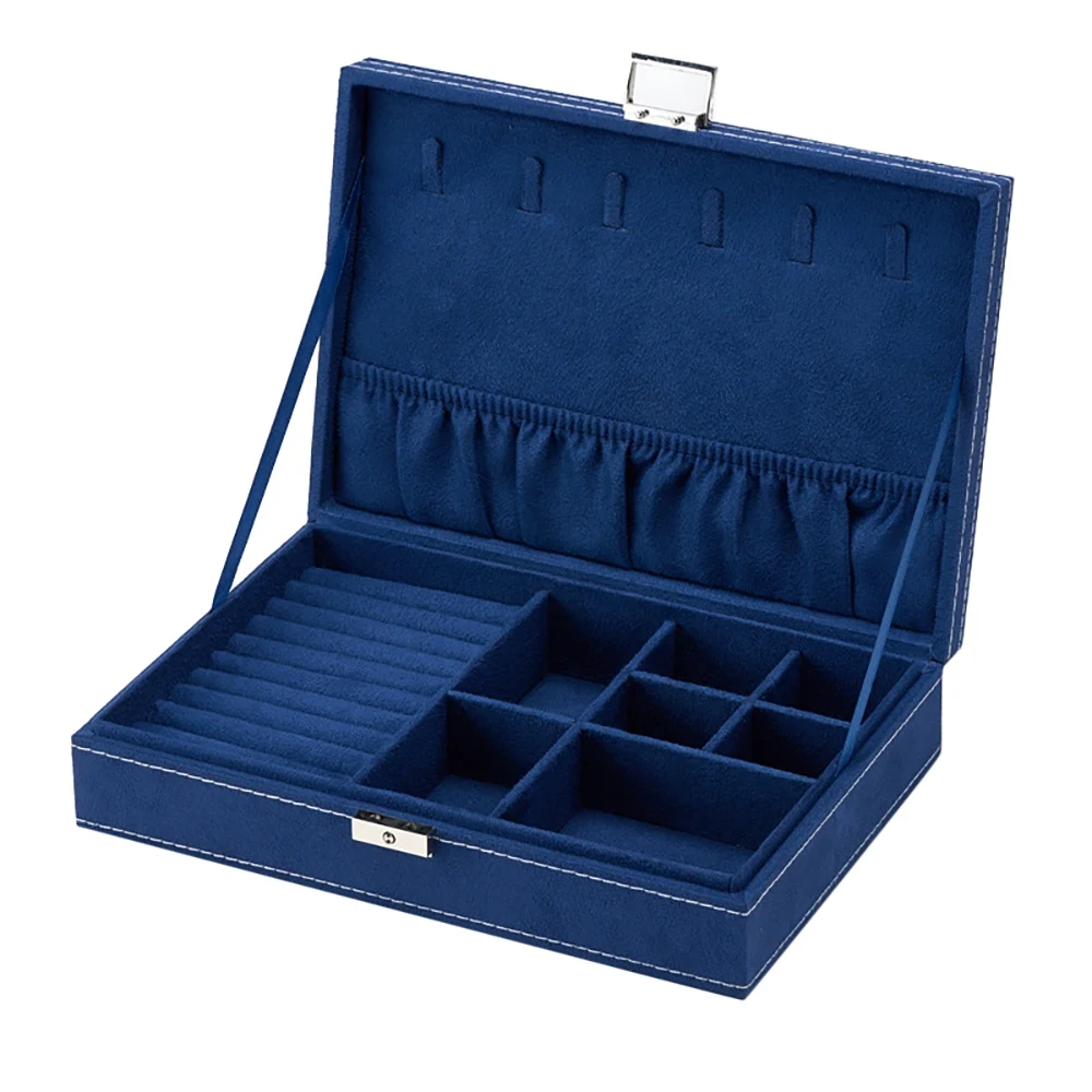 

Jewelry Box Velvet Storage Box with Lock Display Cabinet Multifunction Earring Necklace Ring Storage Box
