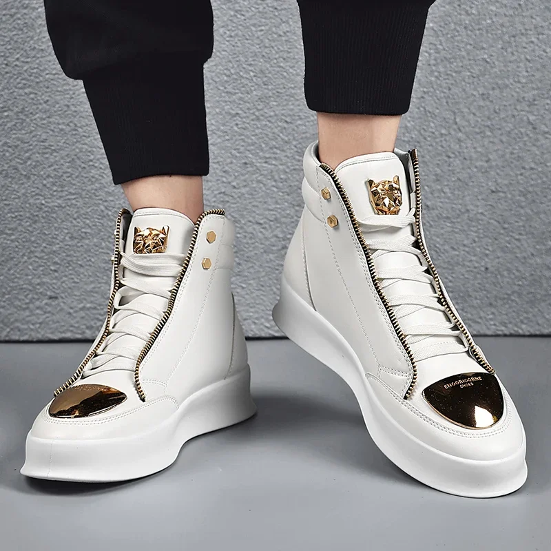 Winter Mens Casual Shoes Fashion Ankle Boots Man Outdoor Sneakers For Male Flat High-top Non-slip Waterproof Artificial leather