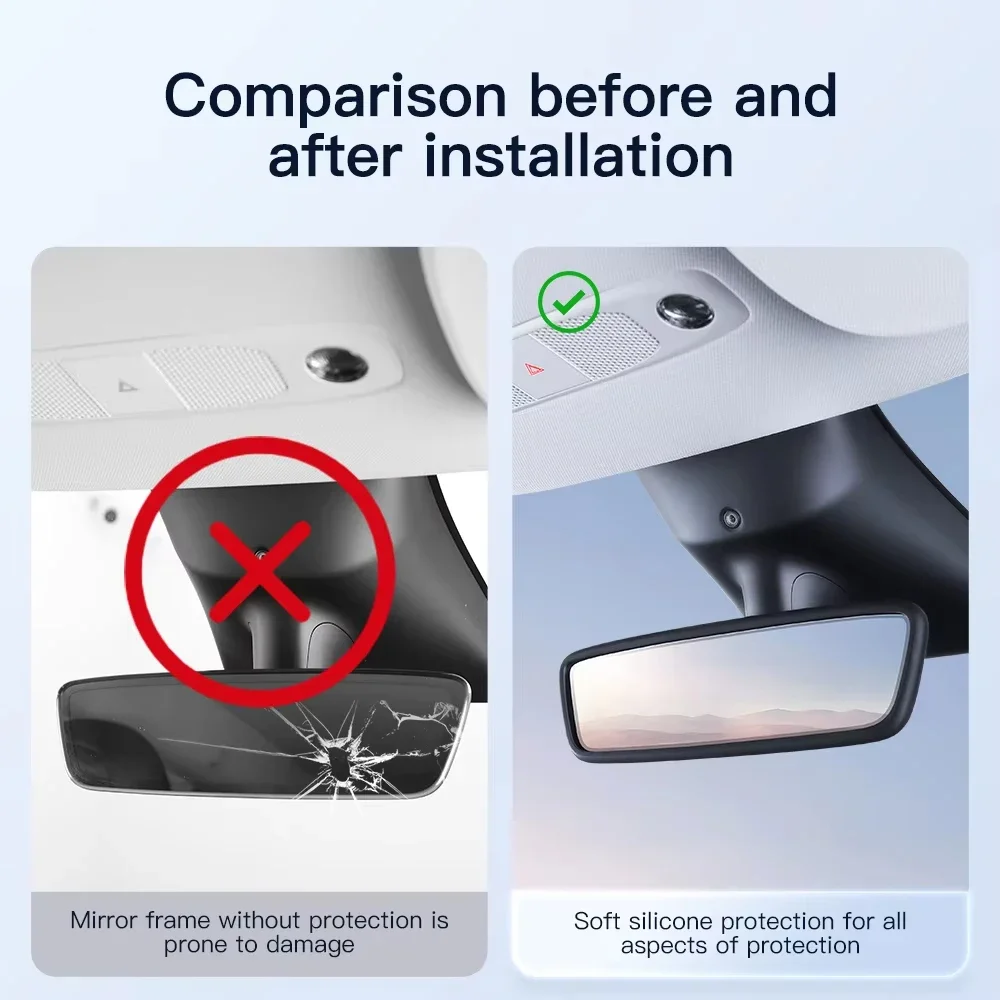 For Tesla Model Y Rear View Mirror Protector Frame Silicone Rearview Mirror Cover Sleeve Tesla Non-Slip Decoration Accessory image 2