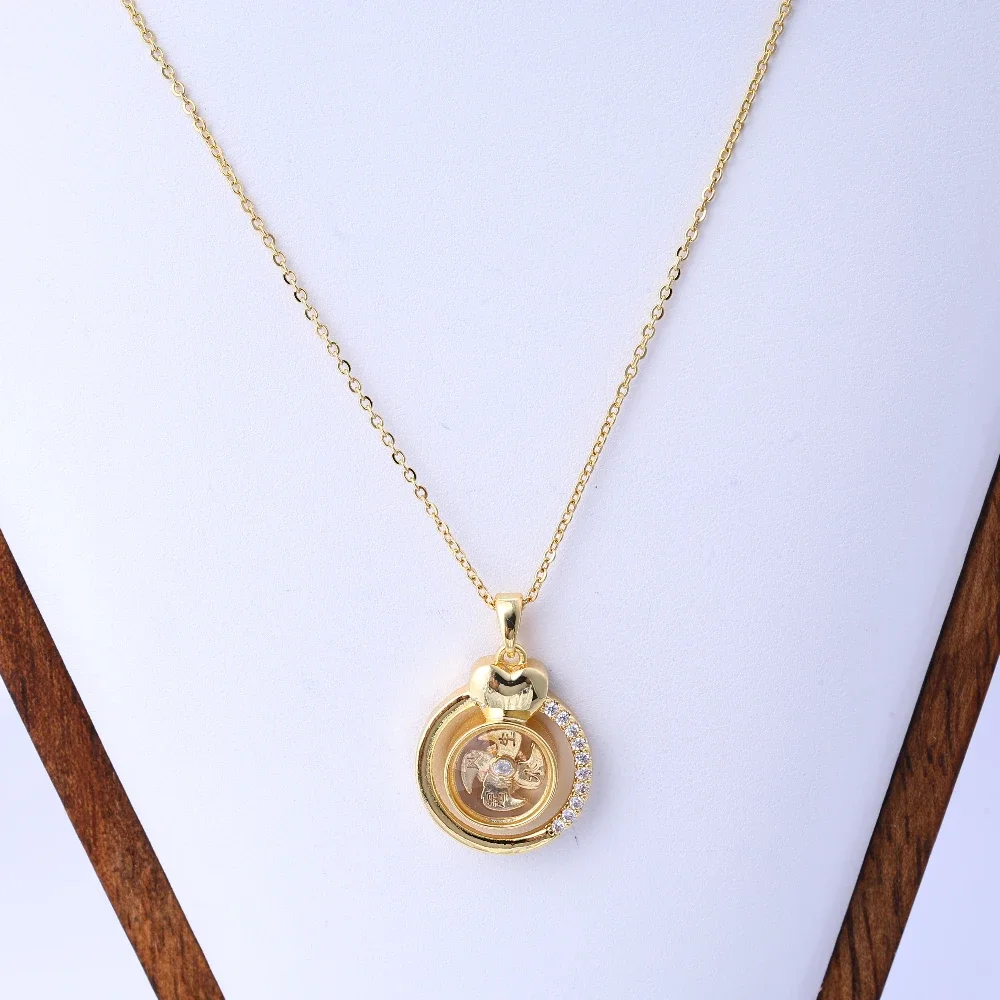 Collana girevole con diamanti intarsiati di ispirazione vintage |   Ciondolo gioielli unisex per una decorazione elegante