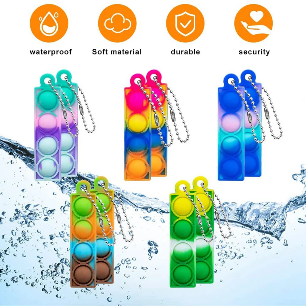 Mini Push Pop Fidget Toys Bubble Keychain Ornaments Bulk Toy Relieve Anxiety Stress for Kids Adult Party Favor Birthday Gifts