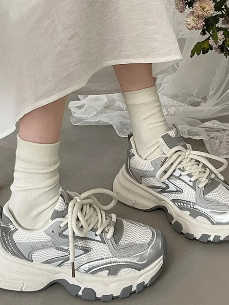 

2025 New Summer Women's Casual Sneakers Thick Soled For Foot Slimming Lightweight Mesh Height Increasing & Sporty