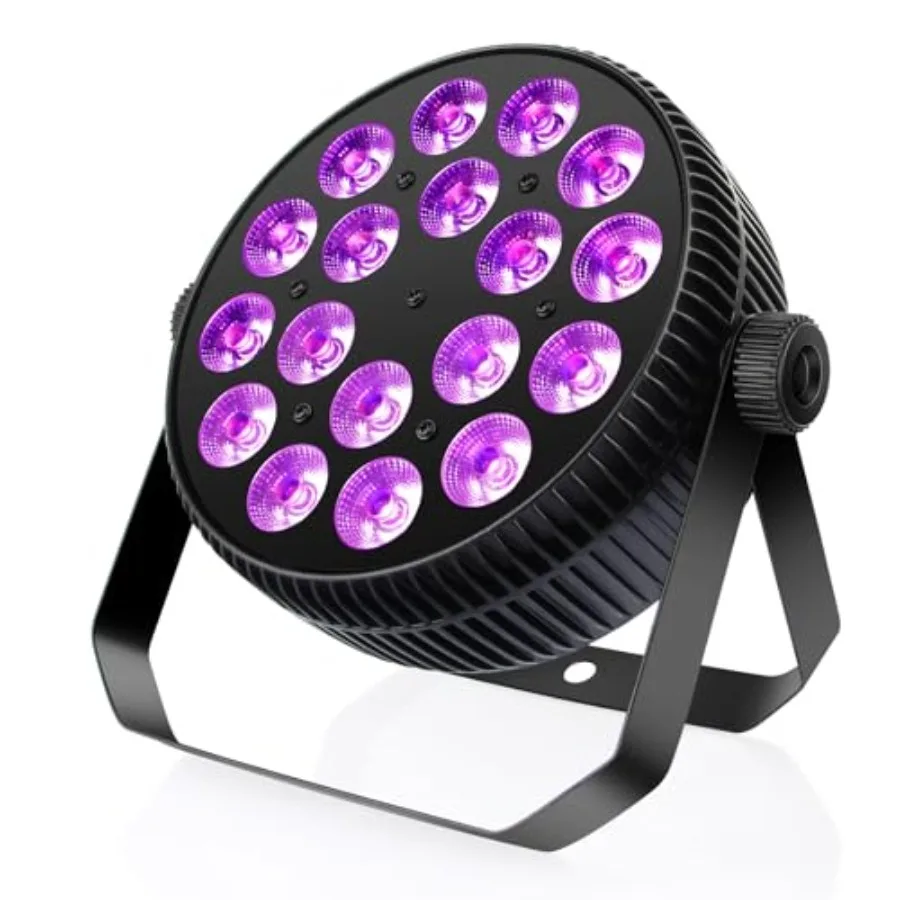 

LED Stage Par Light - 18x10W DJ Stage Lights RGBWA+UV 6in1 Wash/Strobe Effect DMX Control Aluminum Alloy Shell Uplighting for C